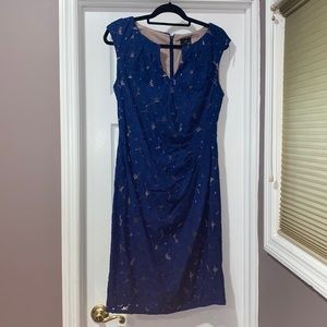 Blue Lace Floral Sleeveless Dress - SIZE 12